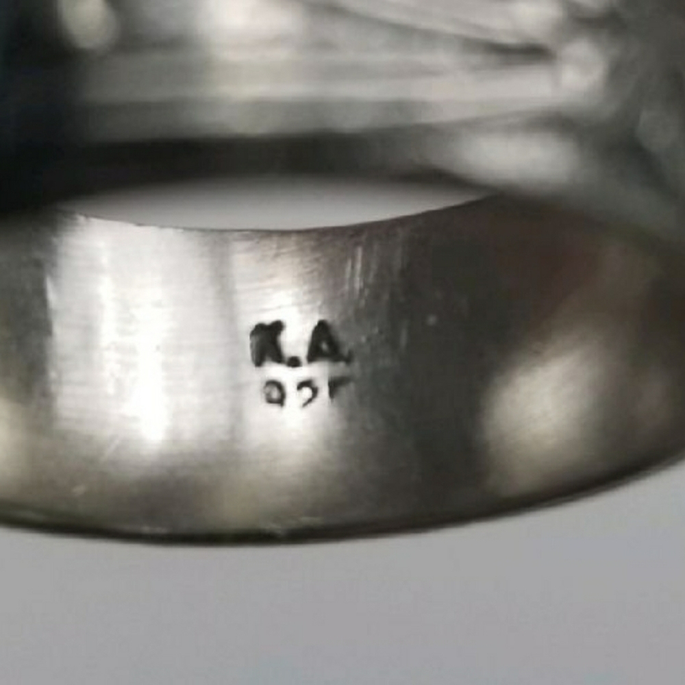 Sterling Silver Serpentine Art Nouveau Motif Ring - Picture 6 of 9